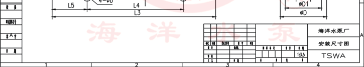 TSWA臥式清水低轉速多級離心泵安裝尺寸圖